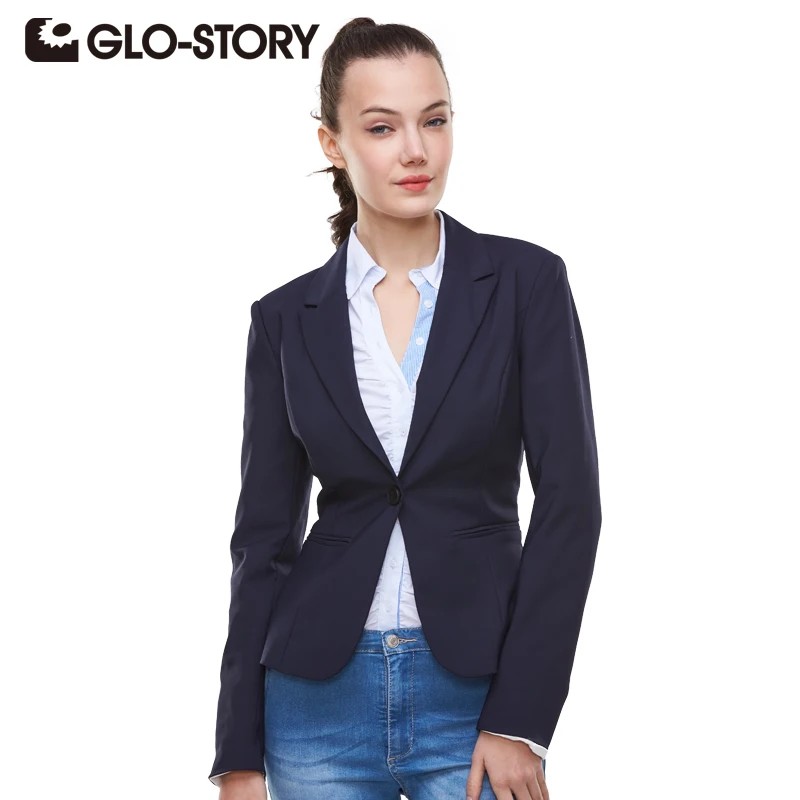 

GLO-STORY 2018 New Spring Slim Women Blazer Coat Casual Women Jacket Long Sleeve One Button Suit Ladies Blazers Work Wear 1377