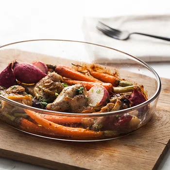 

Creative thickened glass baking tray Grilled hot dish oval-shaped baking oven