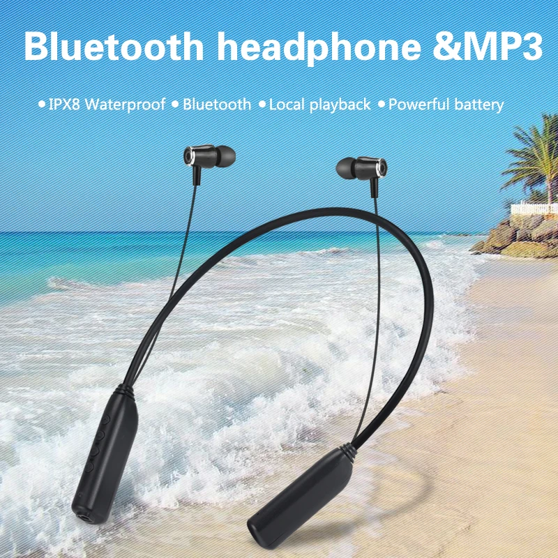 IPX8 водонепроницаемый Mp3 плеер Aptx 8 Гб 16 Гб Спортивная Bluetooth гарнитура Музыкальный плеер Walkman Дайвинг наушник для плавания наушники