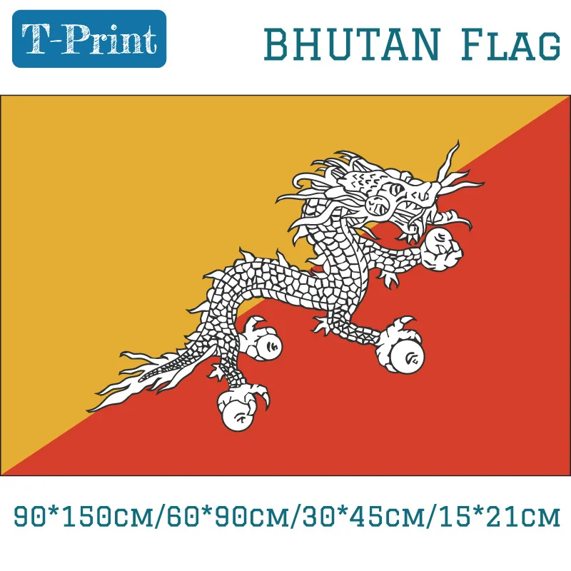 Bhutan National Flag 3*5ft Flying Flags Brass Grommets   Car Flag 15*21cm 90*150cm 60*90cm Countries