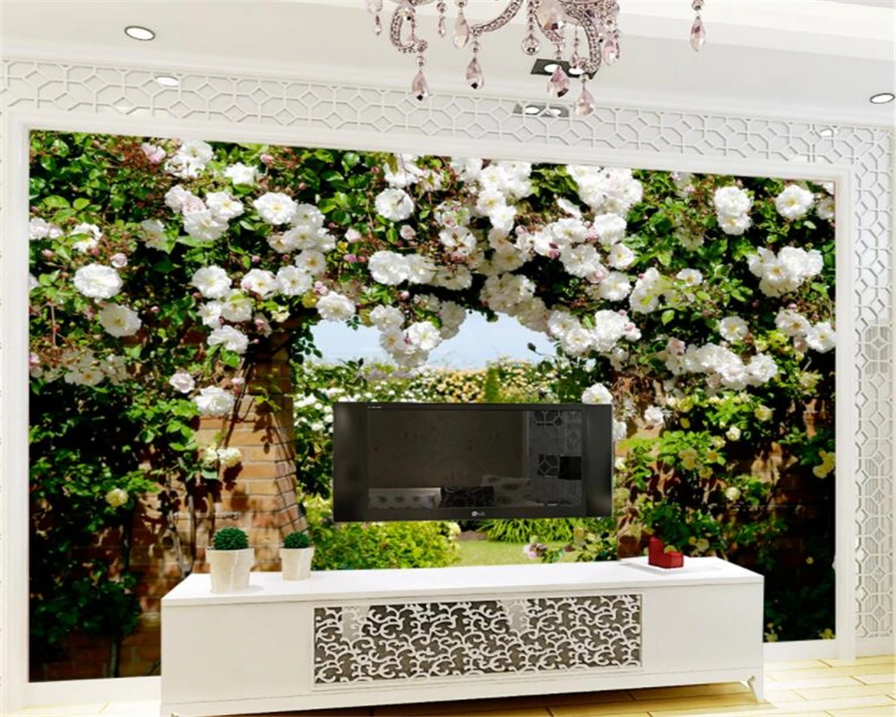 3d wallpaper custom photo non-woven mural wall stickers Rose Garden Rose Hallway Flowers Background Wall 3d wallpaper beibehang