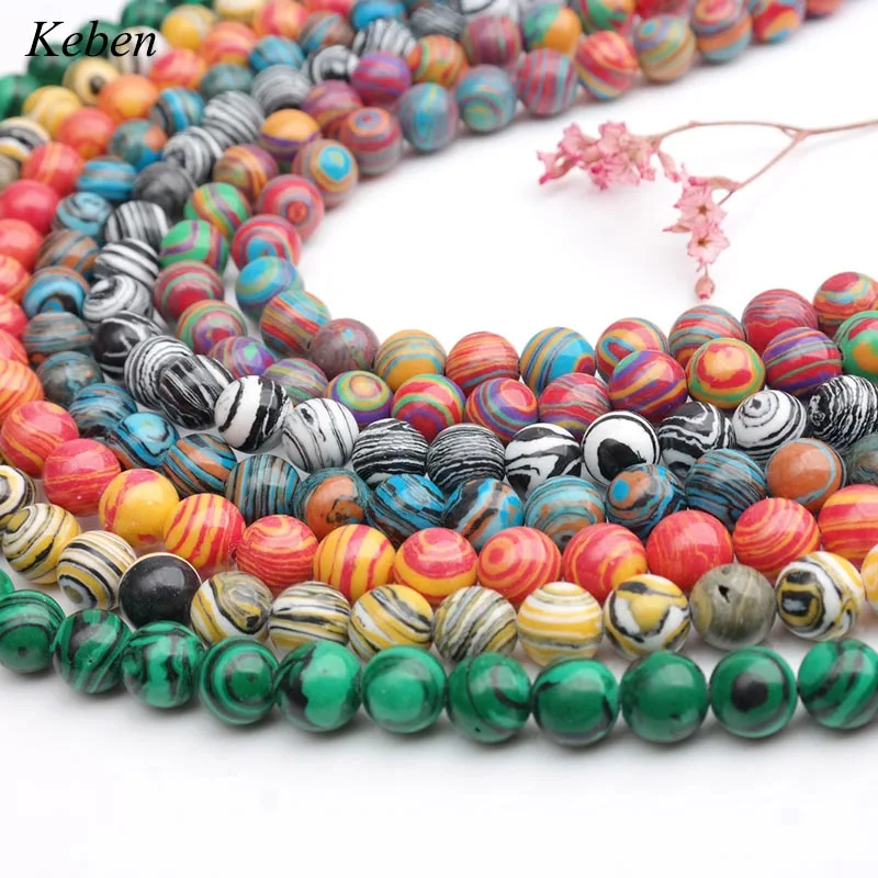 

Natural Stone Multicolor Malachite Peacock Stone Round beads 4 6 8 10 12MM Loose Bead For Jewelry Making Fit diy Jewelry