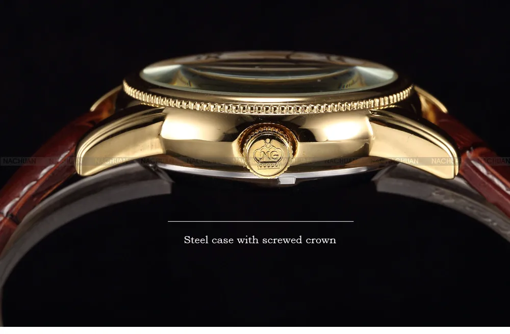 Men Wrist Watches Luxury Golden Skeleton Mechanical Steampunk Male Clock Automatic Wristwatch Leather Strap Herren Horloges mechanical watch