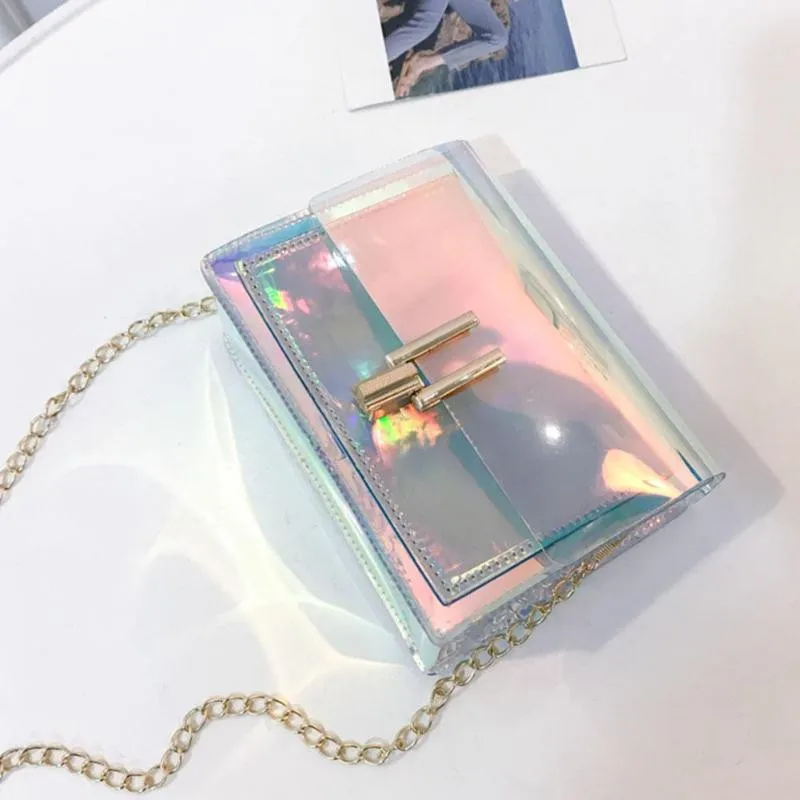 أزياء النساء الليزر شفافة Crossbody أكياس رسول حقيبة كتف حقيبة شاطئية الإناث صغيرة حمل حقيبة ساع