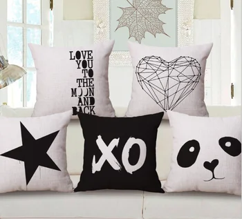 

Black and White Panda Heart Star Neck Body Pillowcase Linen Bed Pillows Cover Couch Seat Cushion Pillow Home Decoration Gift