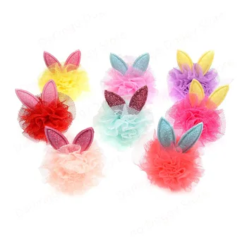 

60pcs Cute Pet Puppy Dog Cat Hair Bows 1.57" Lace Balls with Rabbit Ears Dog Grooming Dog Hair Accessories