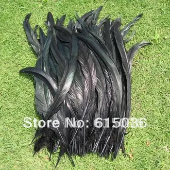 

Free shipping Wholesale 100pcs/lot 25-35CM DIY BLACK Cock Tail rooster tail Feather Plume performance Plume Rooster feather