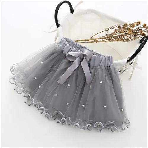 Fanfiluca New Baby Girls Tutu Skirts Layer Fluffy Children Solid Color Ballerina Party Dance Tulle Skirt Girl Nail Bead  Skirt 01