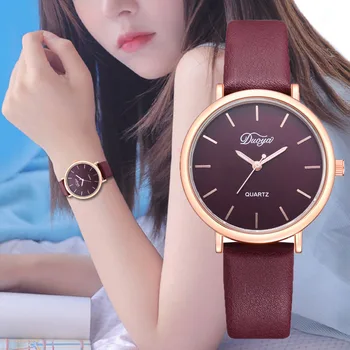 

WJ-7435 Women Watch Leather Band Analog Alloy Quartz Watch Unique Round Dial Design Ladies Wristwatches Hour Senhoras assistir
