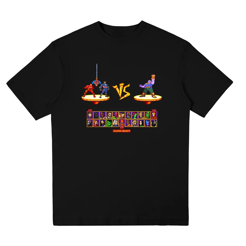 

Funny the averager VS Thanos T shirt MARVEL UNIVERSE T-shirt movie character Tee shirt Men Cotton Harajuku style Camiseta