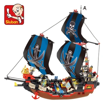 

Sluban 0128 512Pcs Pirates Of The Caribbean Cook Corsair Ship Building Blocks Brick Toys for children gifts Compatible With Toys