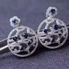 Натуральный голубой сапфир кулон S925 Серебряный натуральный драгоценный камень кулон Цепочки и ожерелья модный круглый шар листья женские вечерние ювелирные украшения