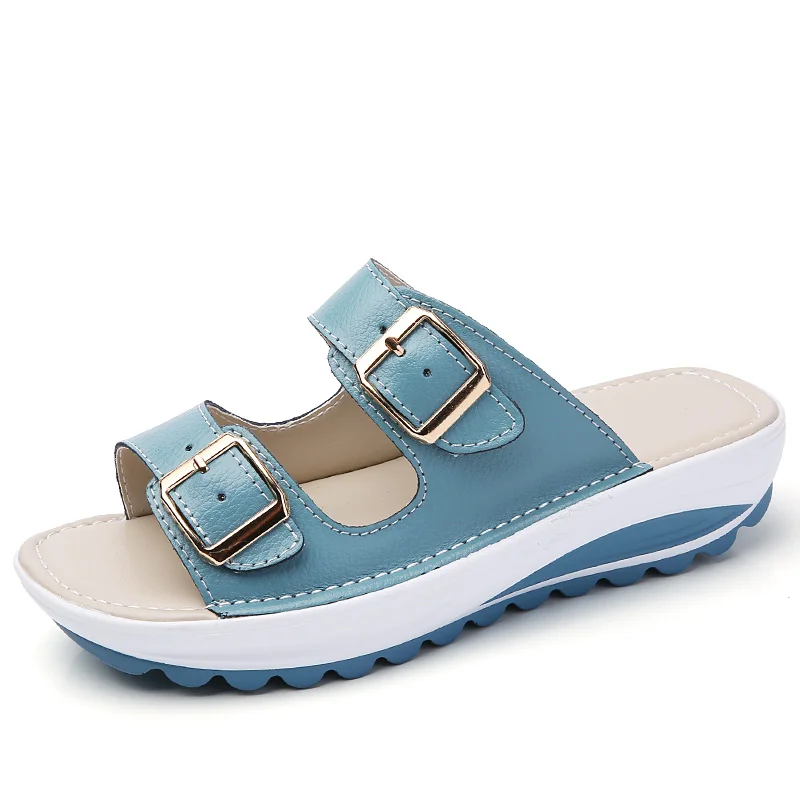 STQ/; летние женские сандалии на плоской подошве; шлепанцы; удобные сандалии-шлепанцы без застежки; Вьетнамки; женские Вьетнамки; обувь; 921 - Цвет: 921 Blue