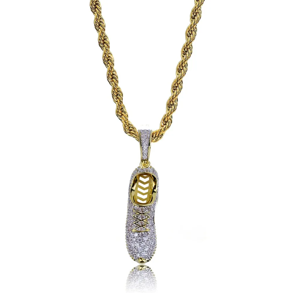 TOPGRILLZ хип-хоп Мужская и женская Ювелирная обувь ожерелье медное с фианитами в микро-паве камень цвета золота покрытый кулон ожерелье s