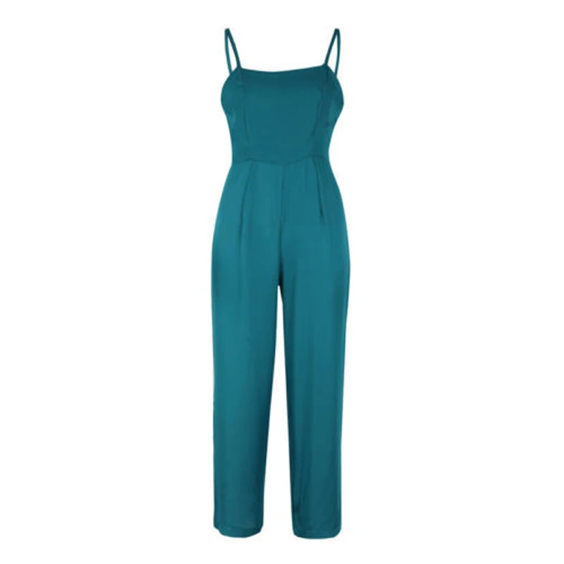 

Women Elegant Casual Fashion Knitting Sleeveless O-Neck Back Zipper Solid Straight Suspenders One-Piece Jumpsuits Outfit Party