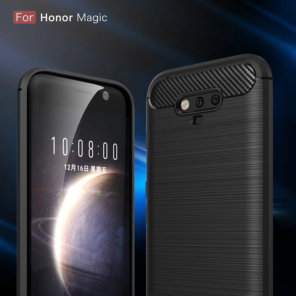 

For Huawei Honor Magic Case Carbon Fiber Soft Silicone TPU Funda Coque Back Cover for Honor Magic Huawei Magic Phone Case