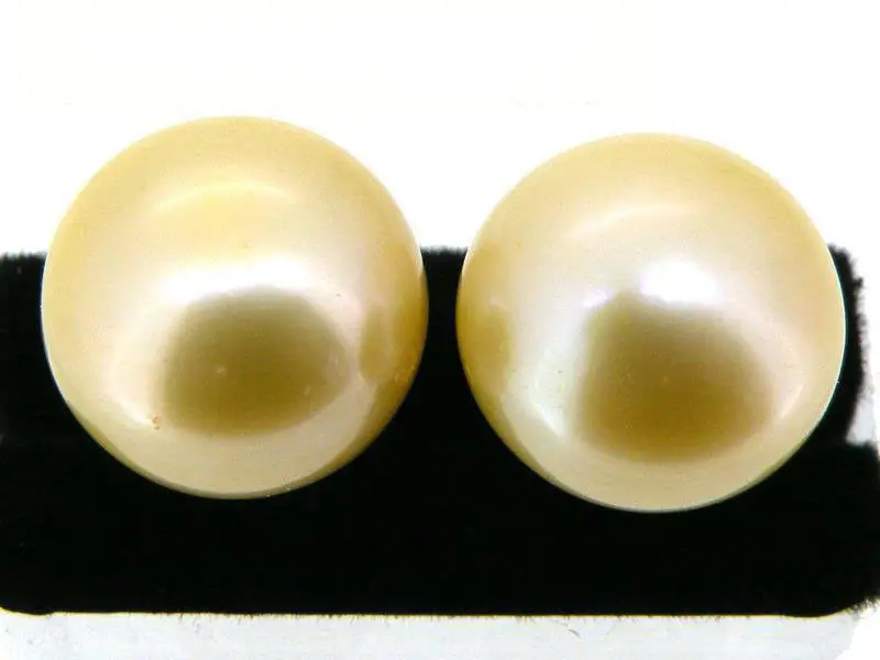 Fashion 12 mm NATURAL YELLOW South Sea Shell Pearl sterling silver Hook Boucles d/'oreilles