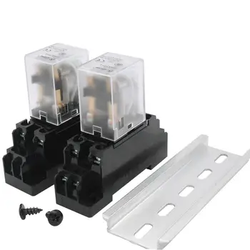 

2pcs HH52P DC 12V Coil 8 Pin 5A DPDT LED Indicator Electromagnetic Power Relay+Base+DIN Rail Slotted Aluminum