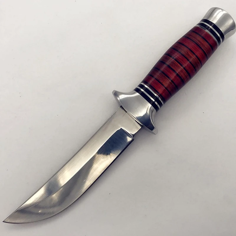 

Sharp Fixed 440c Blade Hunting Knife Handmade Forged Steel Camping Knife Blade 58HRC Leather Handle Survival Tactical Tool