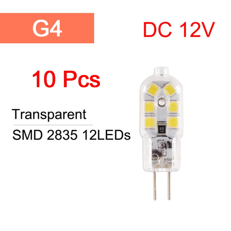 10 шт. COB затемненный светодиодный G4 светильник G9 светодиодный светильник 220V AC DC 12V светодиодный G9 3W 5W 6W SMD 2835 Светодиодный светильник ing заменить галогенные точечный светильник - Испускаемый цвет: G4 12LED DC12V 10Pcs