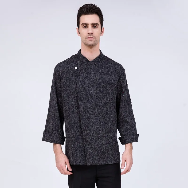 

Long Sleeve Chef Jacket Adult Kitchen Black Overalls Chef Uniformbaking Pastry Cook Coat Short Sleeve Men's Work Clothes B-6520