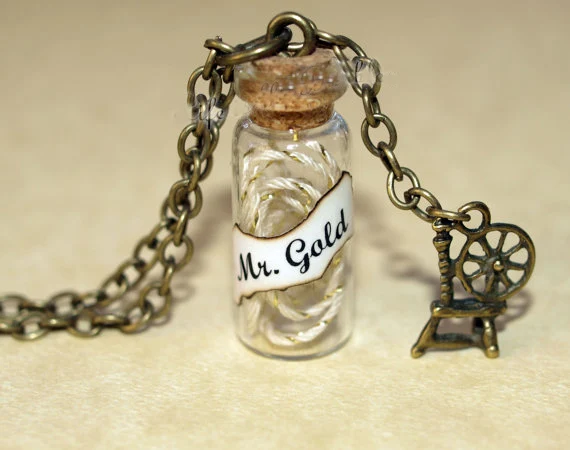 

12pcs/lot Once Upon a Time Dark One Mr. Gold Magical Straw to Gold Necklace Spinning Wheel Charm Rumpelstiltskin Storybrooke