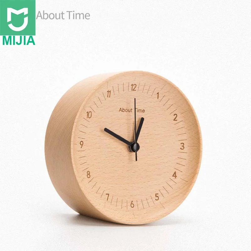 New from Xiaomi Mijia About Time Alarm Clock Beech Wooden Mute Desktop