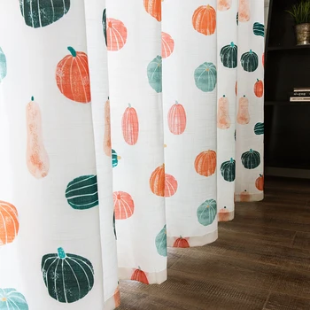 

Custom curtains modern Simple Nordic printing colorful pumpkin cotton livingroom bedroom window cloth blackout curtain M384