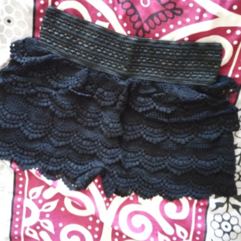 Summer Fashion Womens Shorts Lace Crochet Elastic Waist Slim Short Pants