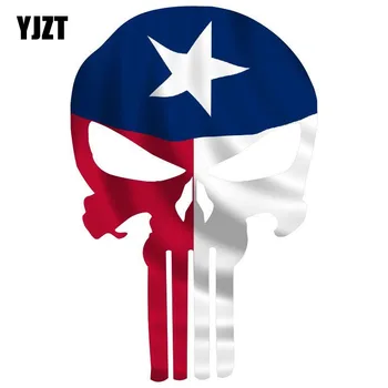 

YJZT 11.8CM*17.8CM PUNISHER Skull State of Texas Flag Personality Retro Reflective Decals Car Stickers C1-7004