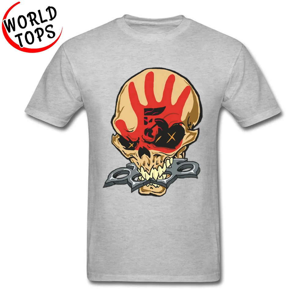 Casual Summer/Autumn Cotton Round Neck Tops & Tees Short Sleeve Unique Tops Shirts 2018 Fashion Design T Shirt five finger death punch Skull grey