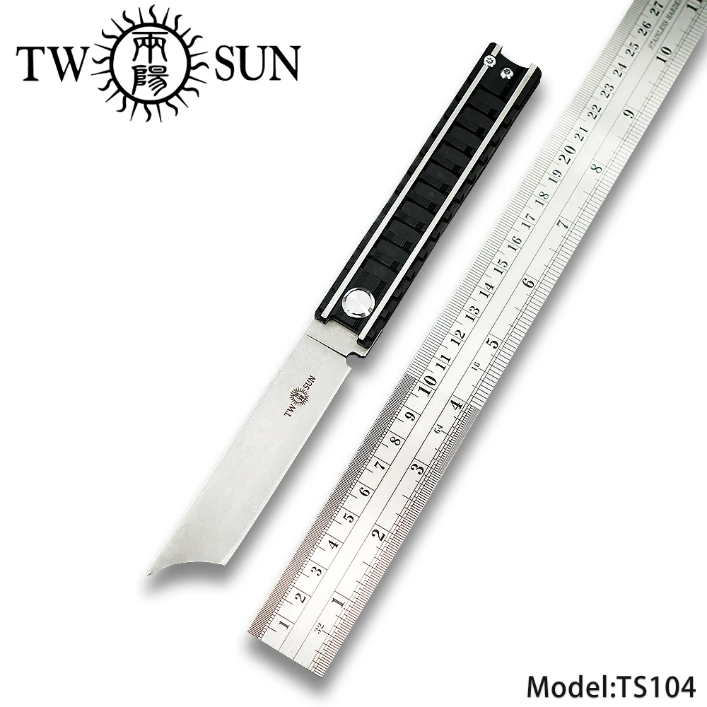 

TWOSUN d2 blade folding Pocket Knife tactical knives camping knife hunting outdoor tool EDC Titanium Ball Bearing Railway TS104