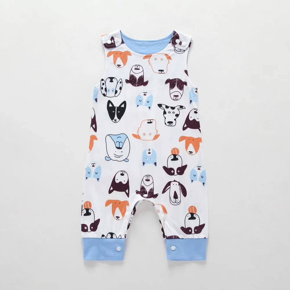 

2019 Newest Bebe Boy Outfits Clothes Newborn Baby Kids Girl Rompers Toddler dog Printed Sleeveless Cotton Jumpsuit Playsuit