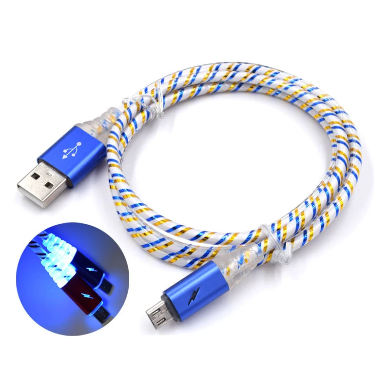 

USB Male To Micro USB Male Cable Data Line LED Glow Charging Line 2A Fast Charge USB Cord For Samsung For Huawei For Xiaomi