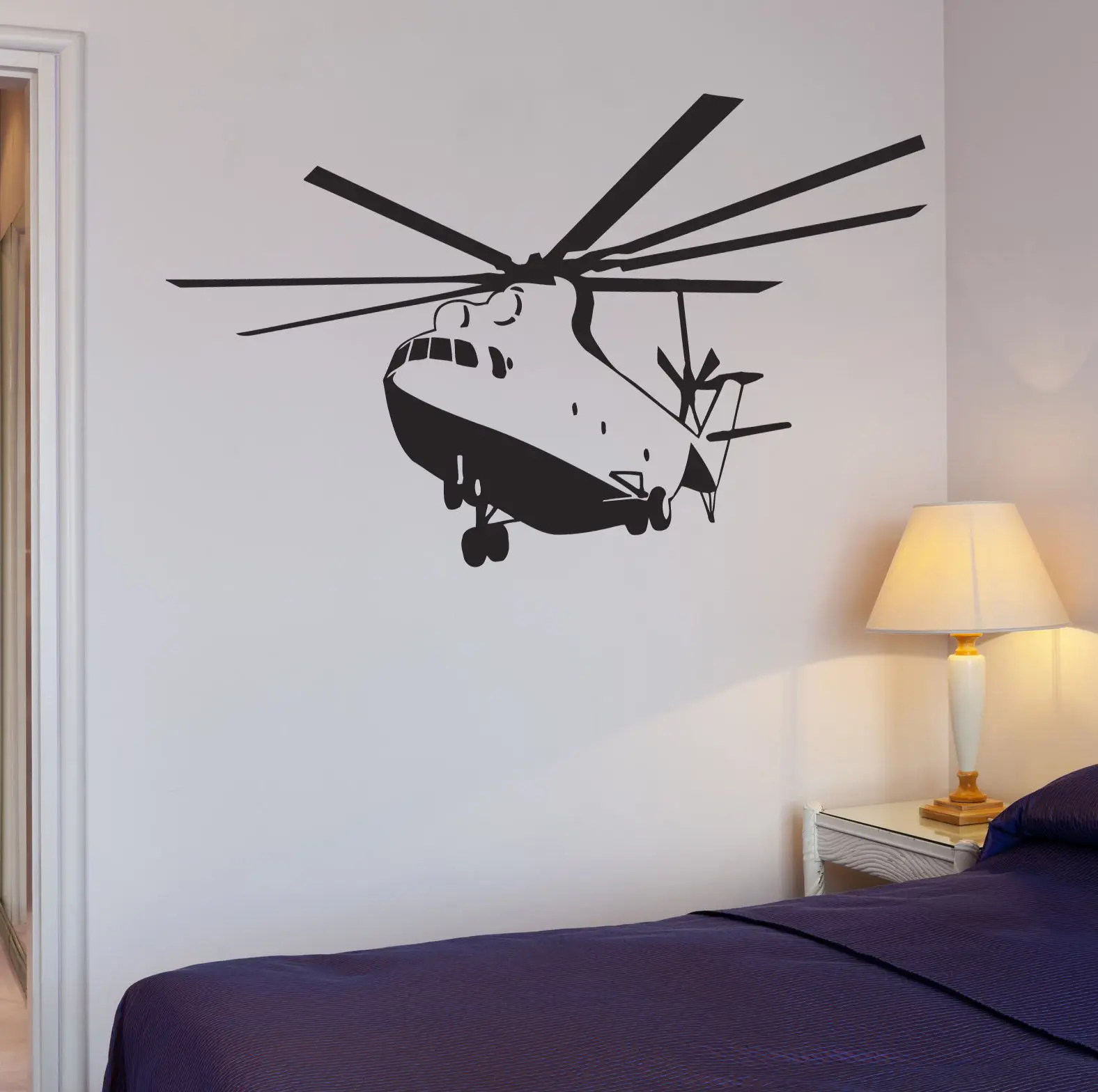 2016 new Helicopter Wall Decal Apache Helicopter War Military Boys Room Vinyl Stickers free