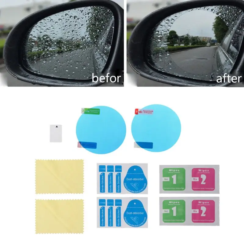 One Pair Car Anti Water Mist Films Round Shape Anti fog Coating