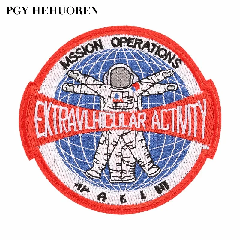 

PGY Astronaut Space Embroidery Universe Patch Iron on Clothes Badges Handicraft DIY Heat Transfer Patches for Clothing Appliques
