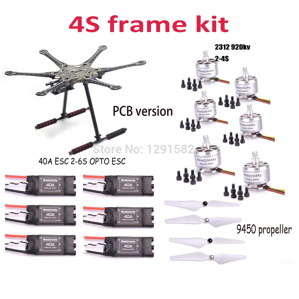 

S550 500 550mm Hexacopter Frame Kit 2312 920kv 40A 2-6S OPTP ESC 9450 Props / 2212 920kv Brushless Motor 30A simonk ESC