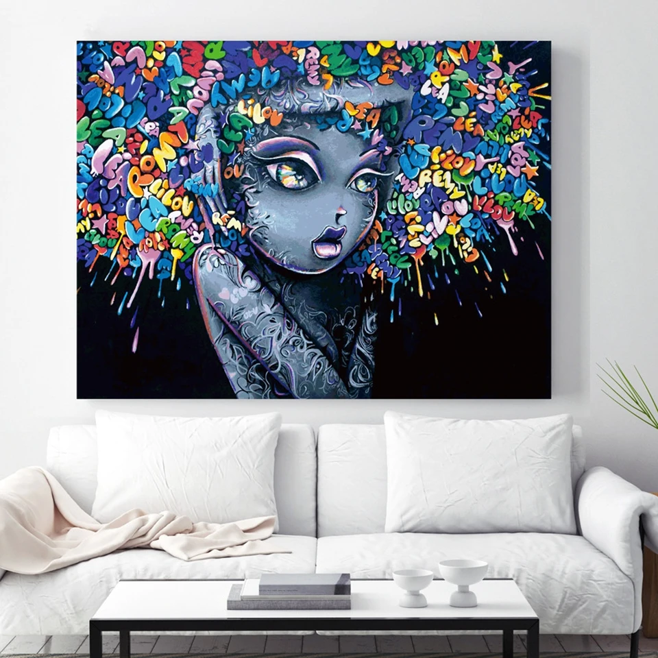 Холст плакат Гостиная Wall Art работы 1 Piece/Pcs интересные абстрактные граффити