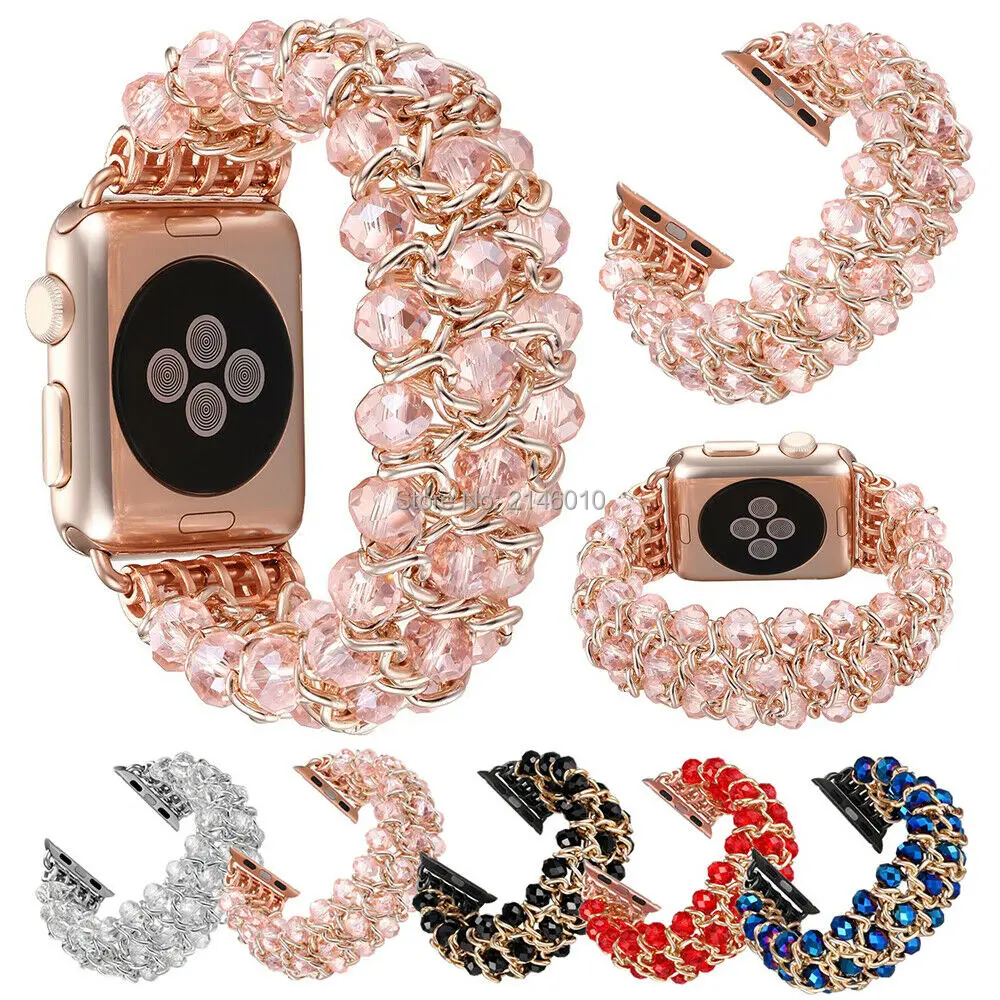 Браслет с жемчужными бусинами для Apple Watch Series 4, 3, 2, 1, 40 мм, 44 мм, 38 мм, 42 мм, для мужчин и женщин, ремешок для часов