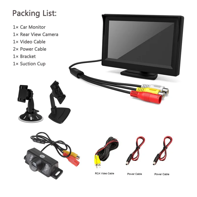 YuanTing 5 дюймов TFT lcd Автомобильный монитор заднего вида+ парковочная камера заднего вида HD CCD ночного видения Водонепроницаемая - Название цвета: DCP