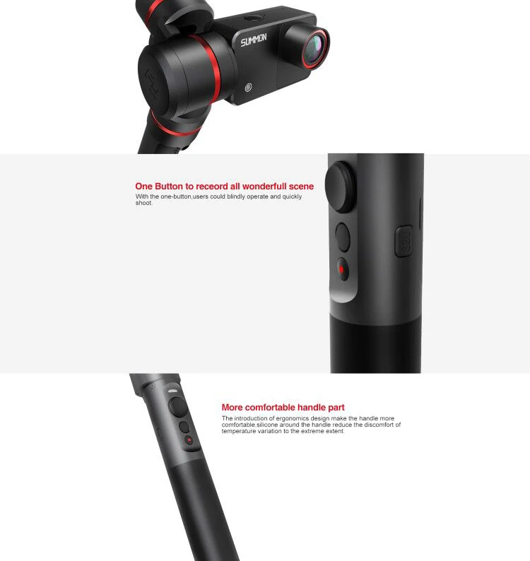 FeiyuTech Summon 3-Axis ручной бесщеточный карданный Камера шарнирный стабилизатор с 4 K 1080 P Экшн-камера 16 мега Пиксели 2,0 дюймовым HD монитором под управлением