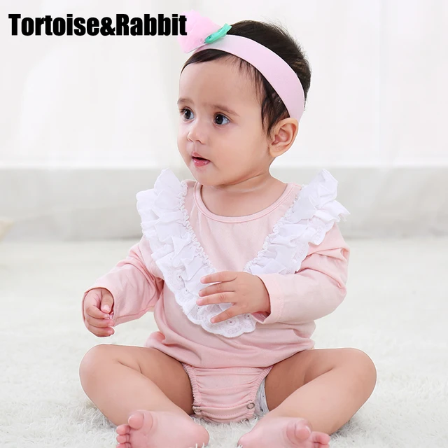 Organic Cotton Baby Girls Bodysuits Girl Clothes Ruffles Jumpsuit
