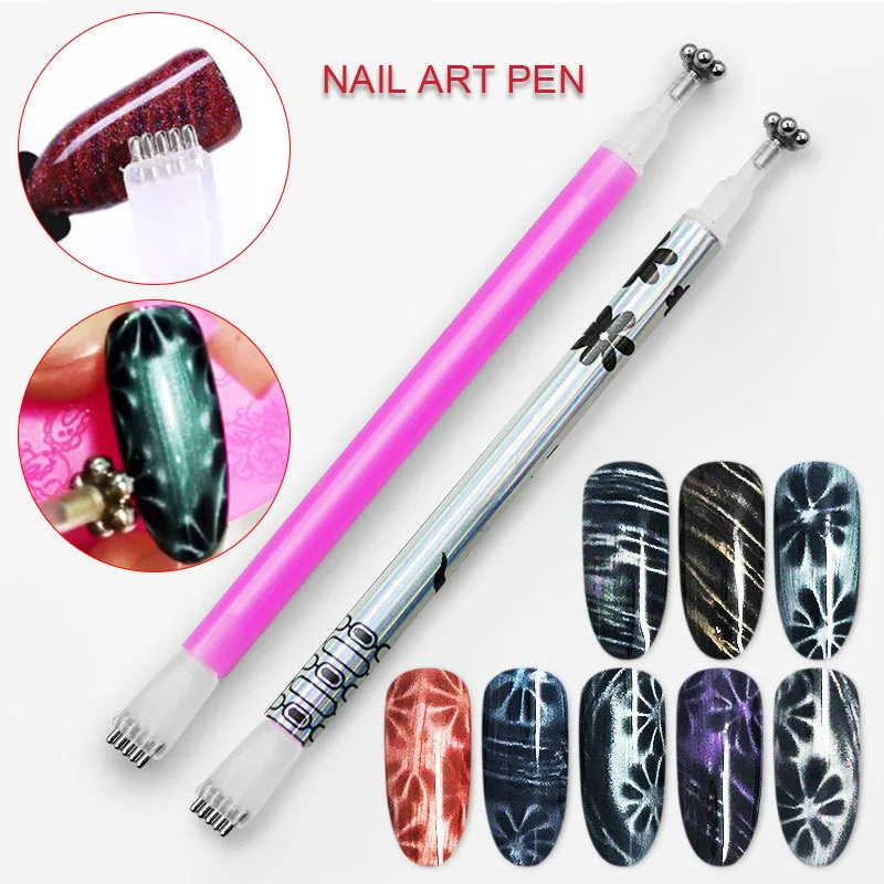 

High Quality Dual-ended Cat Eye Magnet Stick Flower Shape Pen for Magnetic UV Gel Nail Art Tool