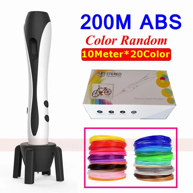 Cheap Newest 3D Pen With Optional 1.75MM ABS Filament Led Display 5V 2A USB Adapter DIY 3 D Drawing Pens 3D Printing Kids Best Gift