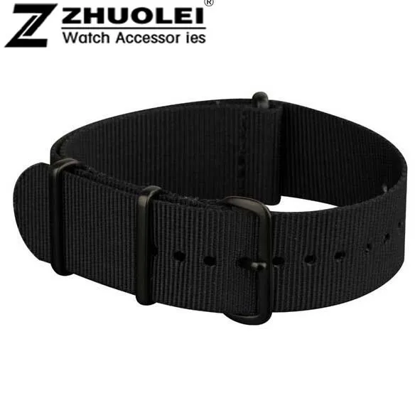 

18mm 19mm 20mm 22mm NATO Watch Straps All Black Nylon Fabric Watchbands Stainless Steel Buckles Claps Durable perlon watch strap