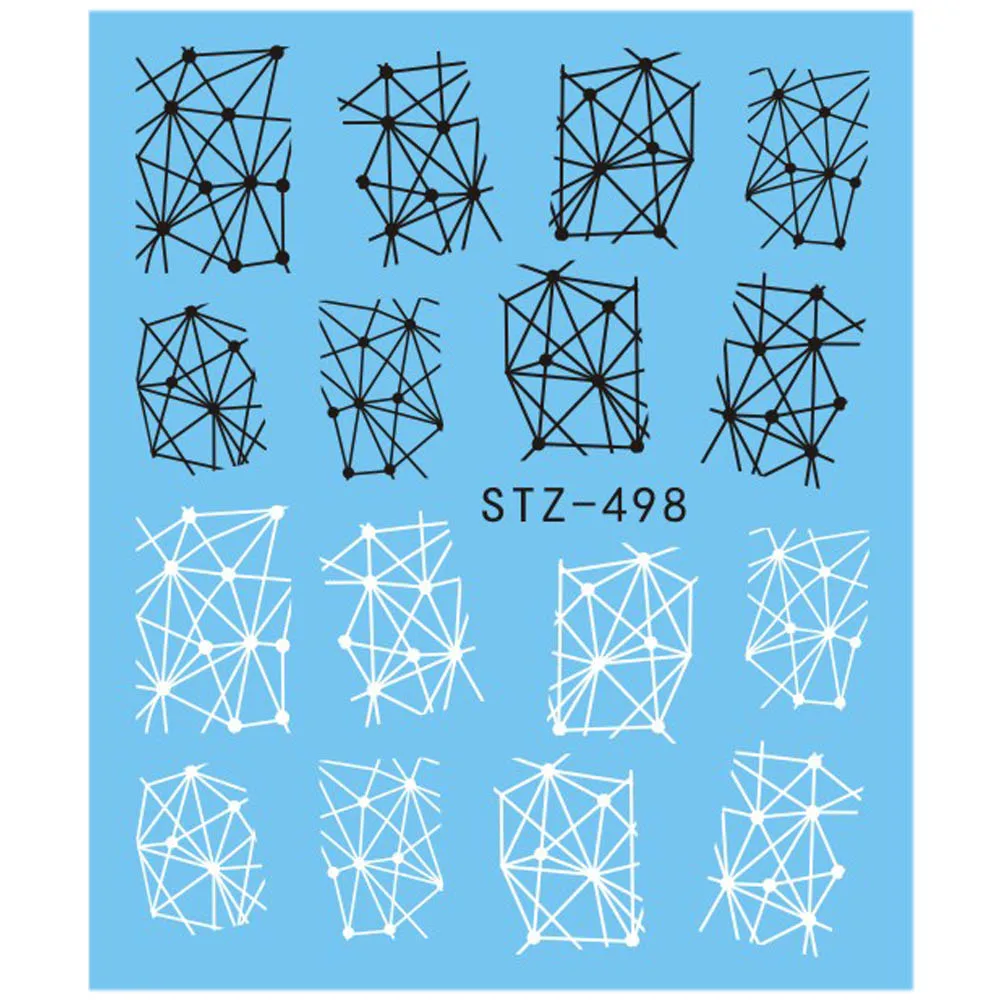 1 лист переводные наклейки для ногтей, Переводные картинки, белая черная паутина, алмазные ретро Слайдеры для ногтей, маникюрные насадки для инструментов JISTZ498 - Цвет: STZ498