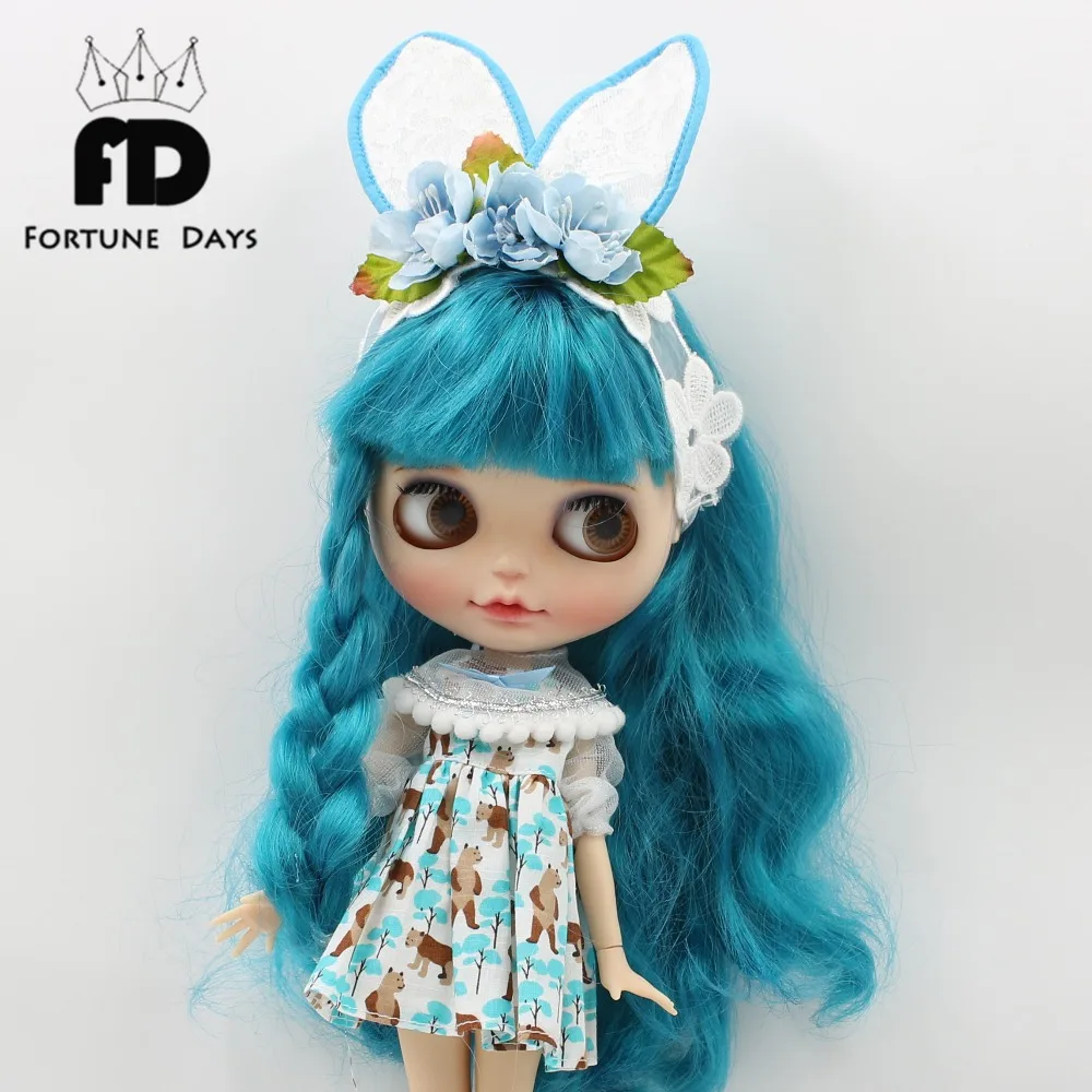 

Free shipping for icy blyth Doll bear dress headdress green shawl suit 1/6 30cm