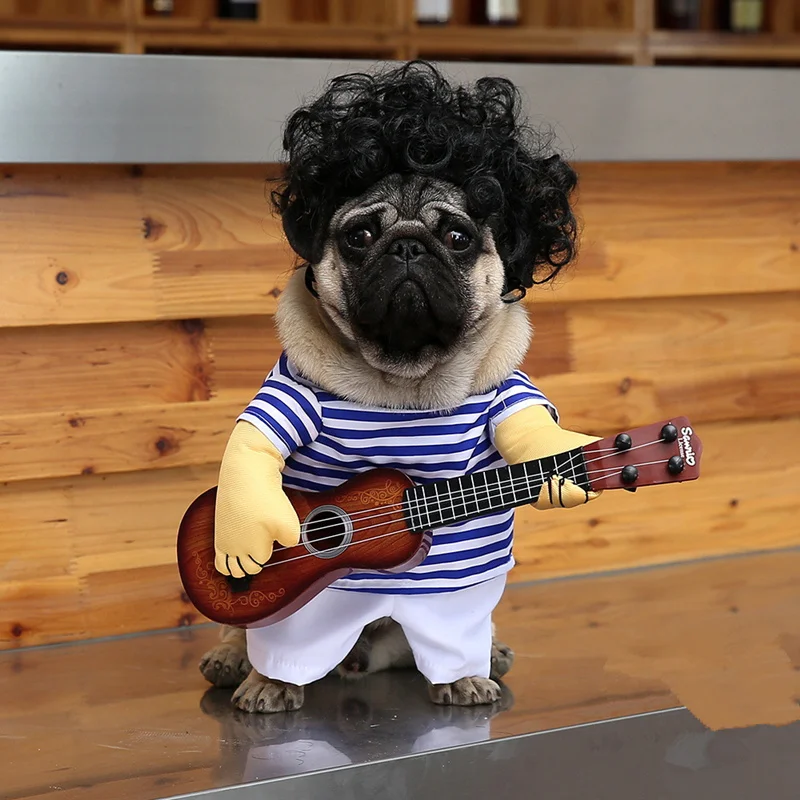 

Funny Cats outfit small Dog Puppy Cat Pet Costume Clothes Guitar player Cosplay Christmas Halloween Suit clothes Dog supplies