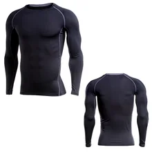 Длинным рукавом спортивная рубашка Для мужчин с круглым вырезом быстросохнущая Для мужчин работает футболки развитие спортивная одежда Фитнес Топ Для мужчин s бег